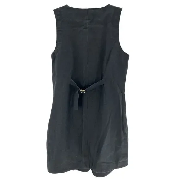 Posse 'Emma' Black Linen Button Down Mini Dress Size M
